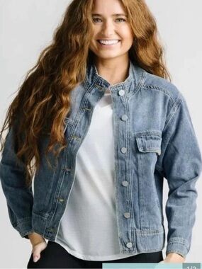 Zyia Active Light Blue Denim Jean Jacket for Women